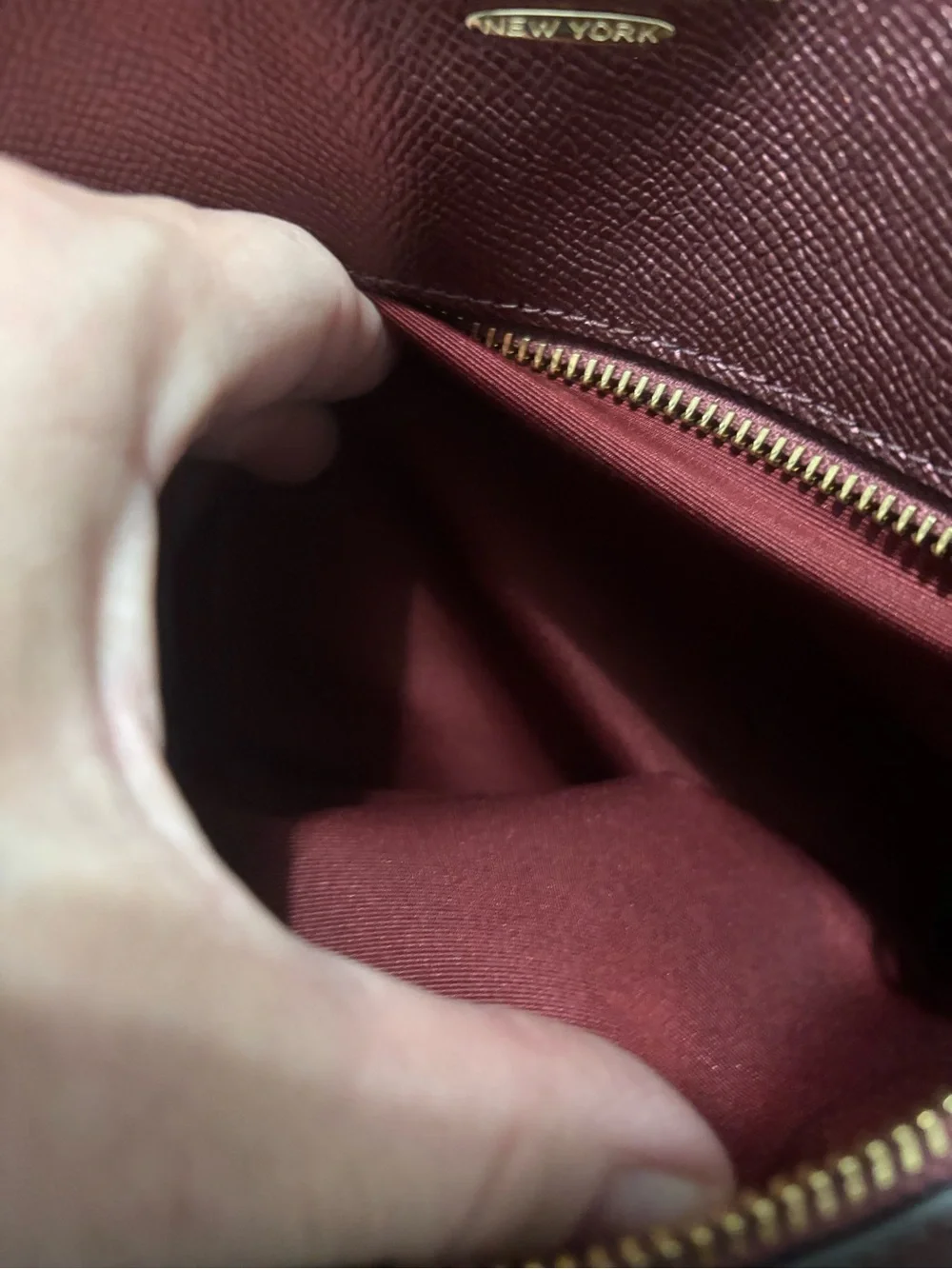 Coach Metallic Burgundy Zip-Front Tote